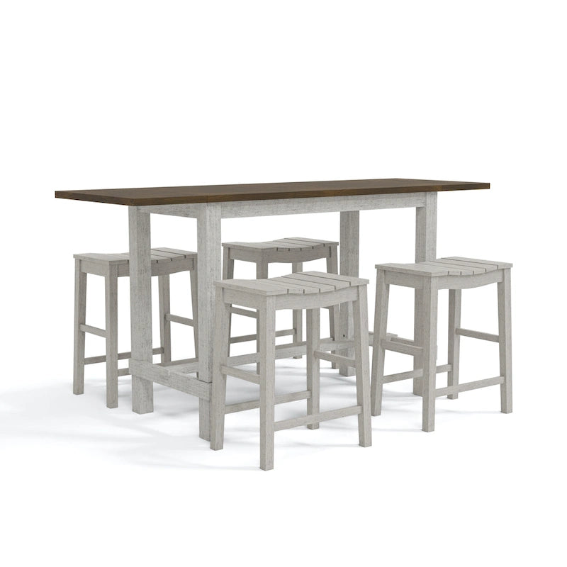Ensemble table et tabourets de comptoir 5 pièces en bois de ferme