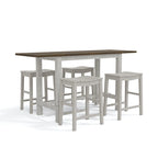 Ensemble table et tabourets de comptoir 5 pièces en bois de ferme