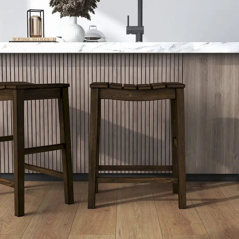 Ensemble table et tabourets de comptoir 5 pièces en bois de ferme