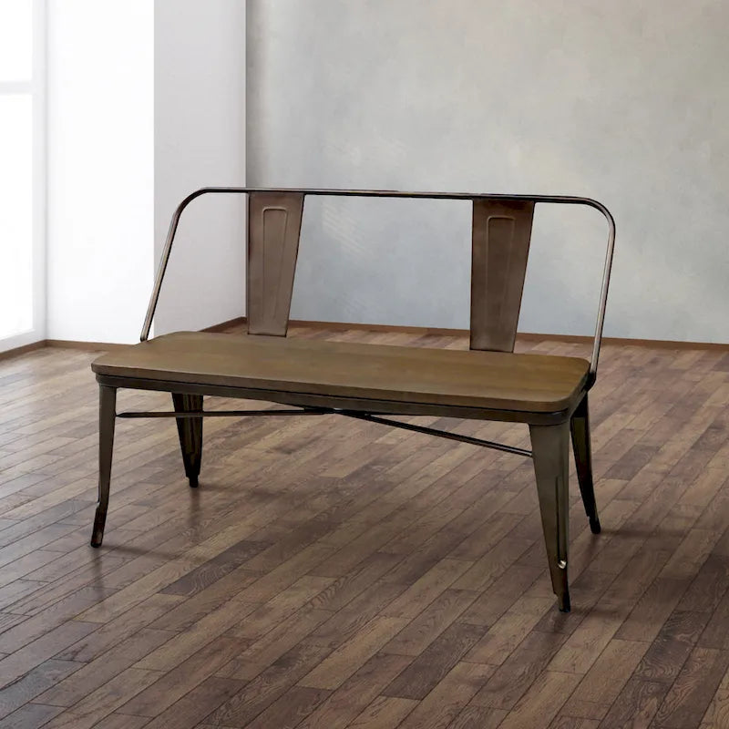 Banc de salle à manger industriel 120 cm avec dossier
