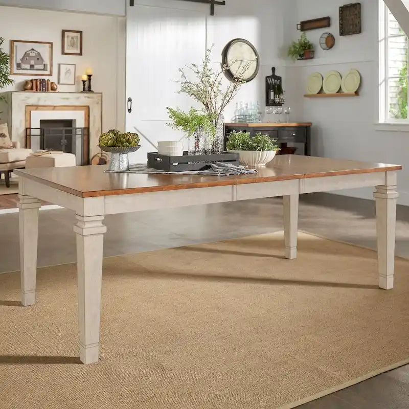 Table de salle à manger extensible en bois massif Elena - Style classique