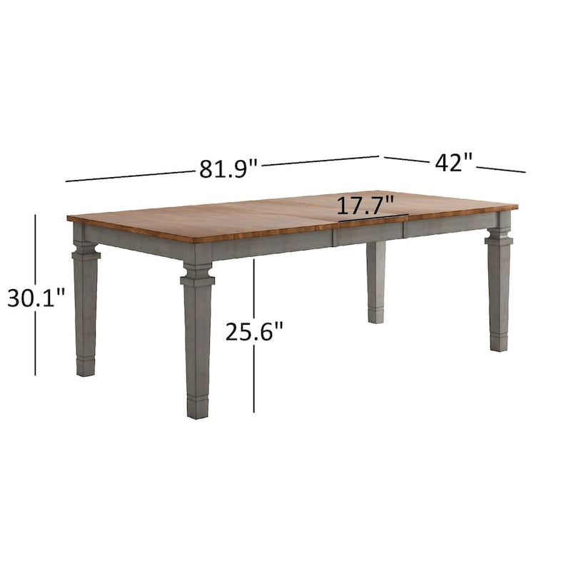 Table de salle à manger extensible en bois massif Elena - Style classique
