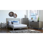 Commode double Waldorf Mid-Century Modern avec pieds en bois inclinés