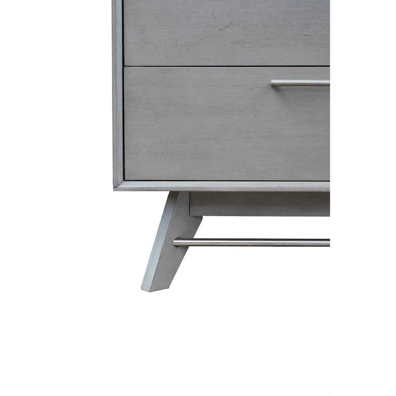 Commode double Waldorf Mid-Century Modern avec pieds en bois inclinés