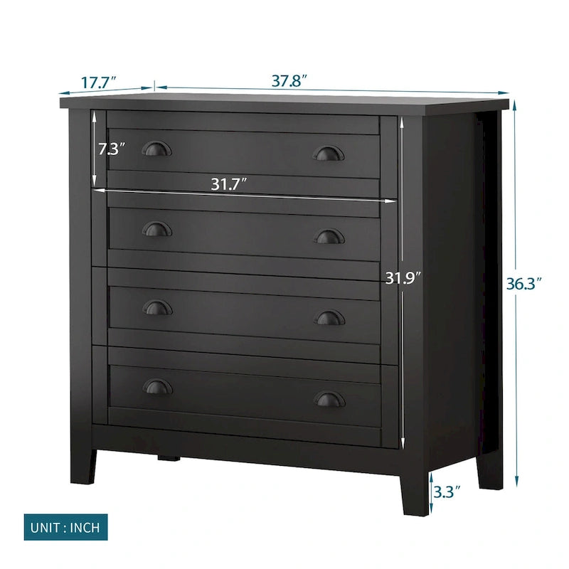 Commode, armoire de rangement de chambre avec poignée rétro en forme de coquille