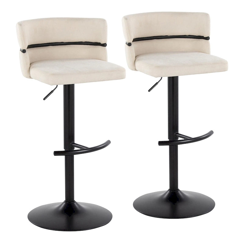 Tabourets de bar réglables avec repose-pieds rond en T, lot de 2