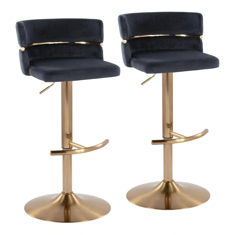 Tabourets de bar réglables avec repose-pieds rond en T, lot de 2
