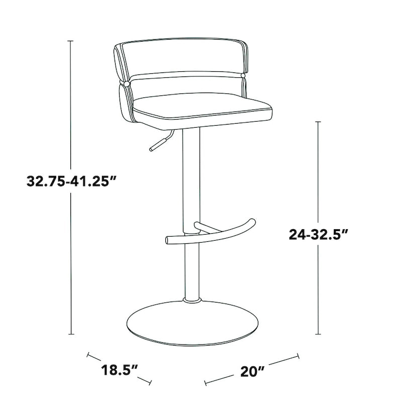 Tabourets de bar réglables avec repose-pieds rond en T, lot de 2