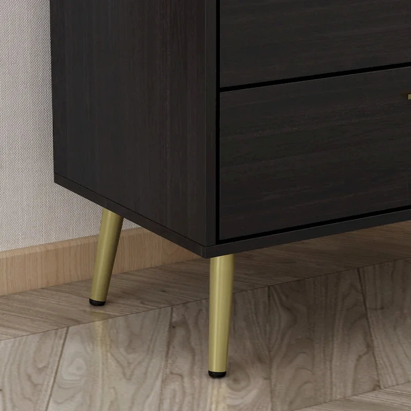 Commode à 5 tiroirs avec cadre en fer noir industriel