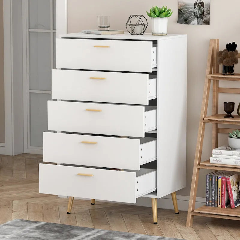Commode à 5 tiroirs avec cadre en fer noir industriel