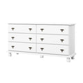 Commode traditionnelle à 6 tiroirs 100 % en bois massif avec miroir en option