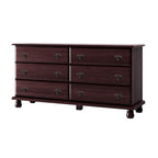Commode traditionnelle à 6 tiroirs 100 % en bois massif avec miroir en option