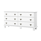 Commode traditionnelle à 6 tiroirs 100 % en bois massif avec miroir en option