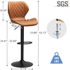 Bar Stools Set of 2 Counter Height Bar Stools Upholstered Swivel