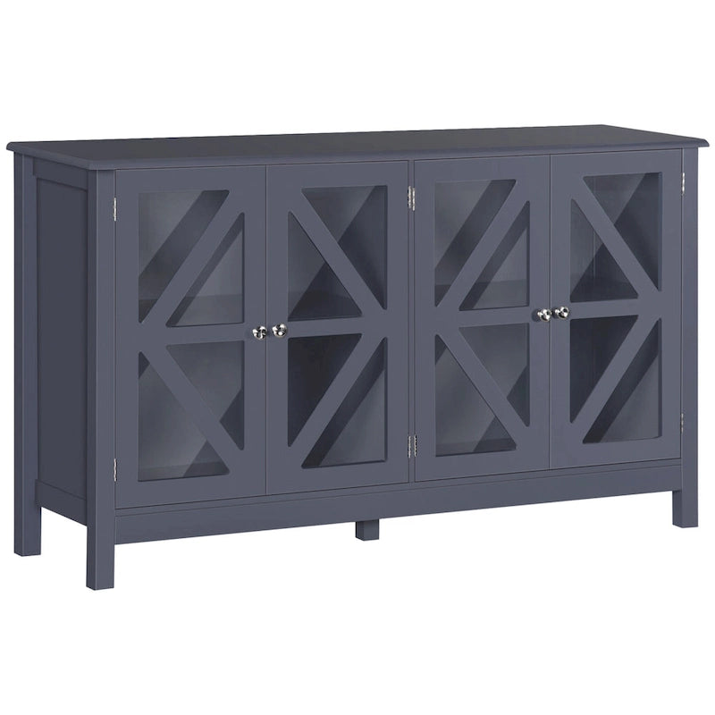 Buffet de cuisine avec étagère réglable et portes en verre