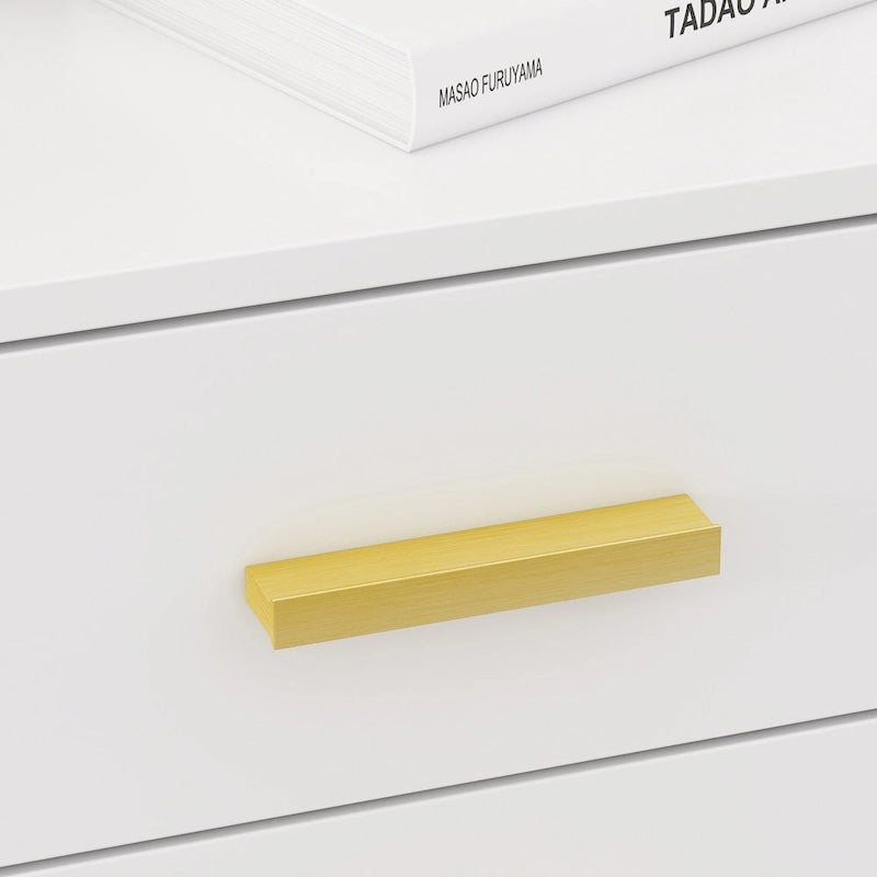 Table de chevet à 3 tiroirs de 60 cm de hauteur en blanc/noir - Moderne du milieu du siècle