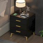 Table de chevet à 3 tiroirs de 60 cm de hauteur en blanc/noir - Moderne du milieu du siècle