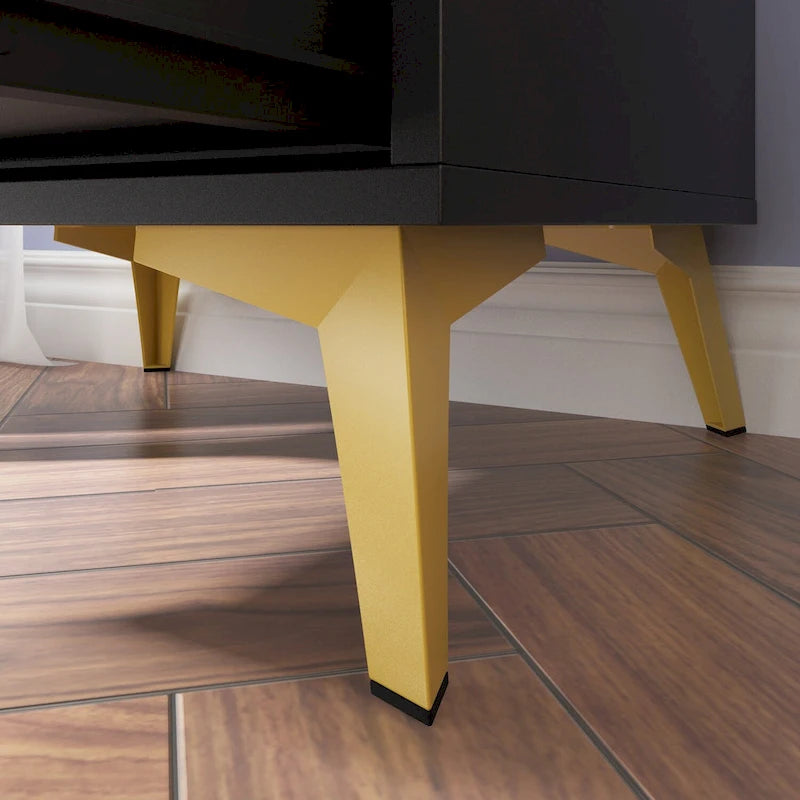 Table de chevet à 3 tiroirs de 60 cm de hauteur en blanc/noir - Moderne du milieu du siècle