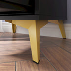 Table de chevet à 3 tiroirs de 60 cm de hauteur en blanc/noir - Moderne du milieu du siècle