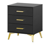 Table de chevet à 3 tiroirs de 60 cm de hauteur en blanc/noir - Moderne du milieu du siècle