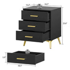 Table de chevet à 3 tiroirs de 60 cm de hauteur en blanc/noir - Moderne du milieu du siècle
