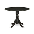 Ensemble table à manger ronde avec chaises en tissu de lin bleu - Noir brossé