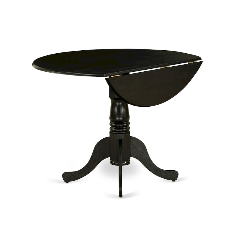 Ensemble table à manger ronde avec chaises en tissu de lin bleu - Noir brossé