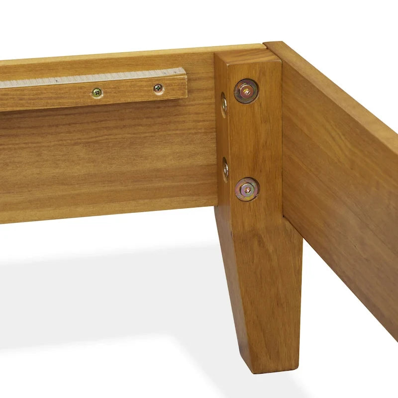 Cadre de lit plateforme King avec 4 pieds en bois massif et 2 pieds centraux supplémentaires