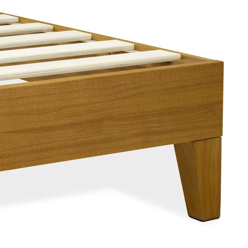 Cadre de lit plateforme King avec 4 pieds en bois massif et 2 pieds centraux supplémentaires