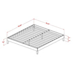 Cadre de lit plateforme King avec 4 pieds en bois massif et 2 pieds centraux supplémentaires