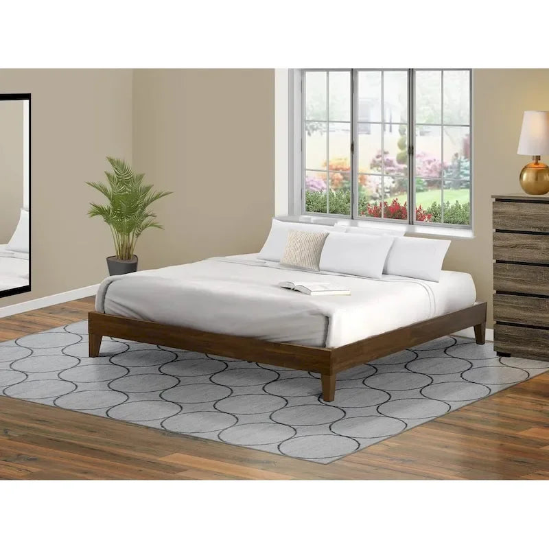 Cadre de lit plateforme King avec 4 pieds en bois massif et 2 pieds centraux supplémentaires