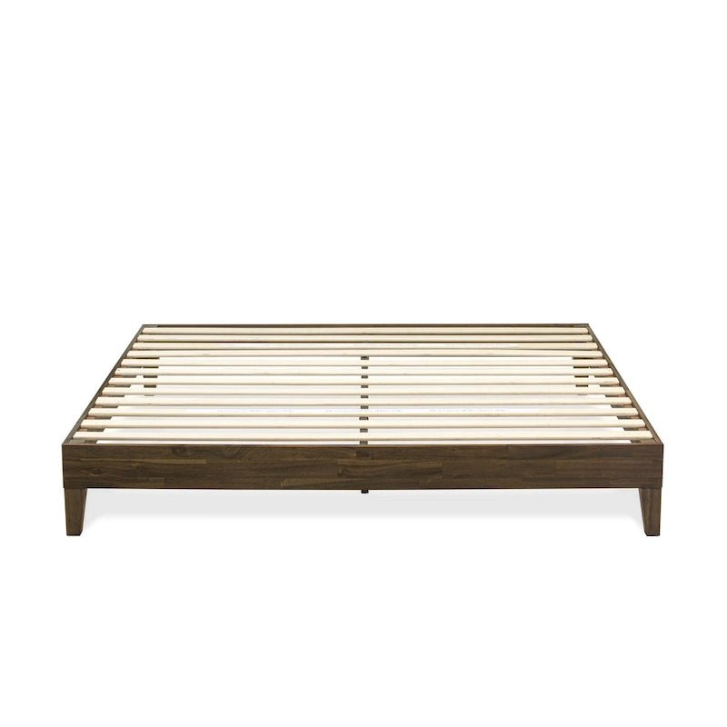 Cadre de lit plateforme King avec 4 pieds en bois massif et 2 pieds centraux supplémentaires