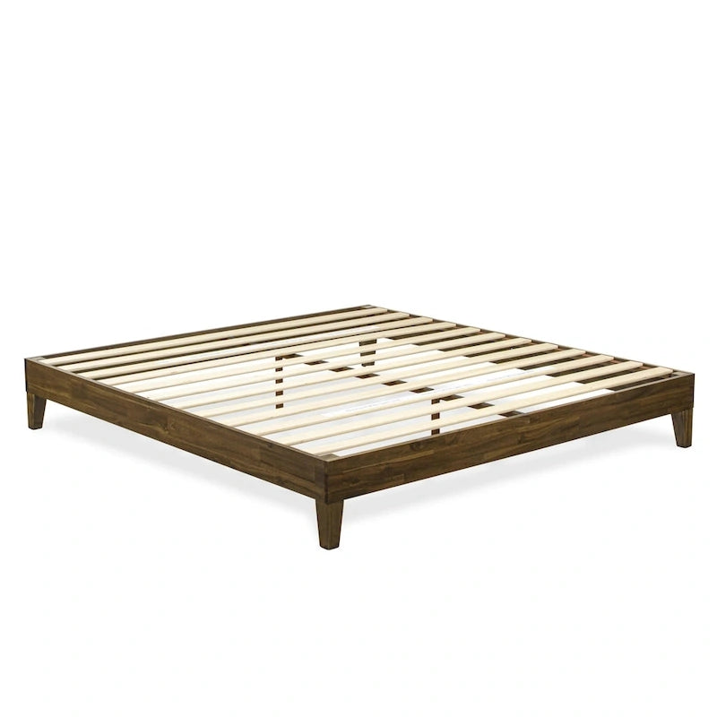 Cadre de lit plateforme King avec 4 pieds en bois massif et 2 pieds centraux supplémentaires