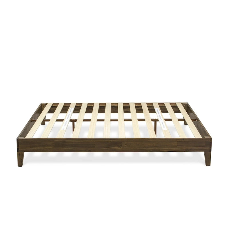 Cadre de lit plateforme King avec 4 pieds en bois massif et 2 pieds centraux supplémentaires
