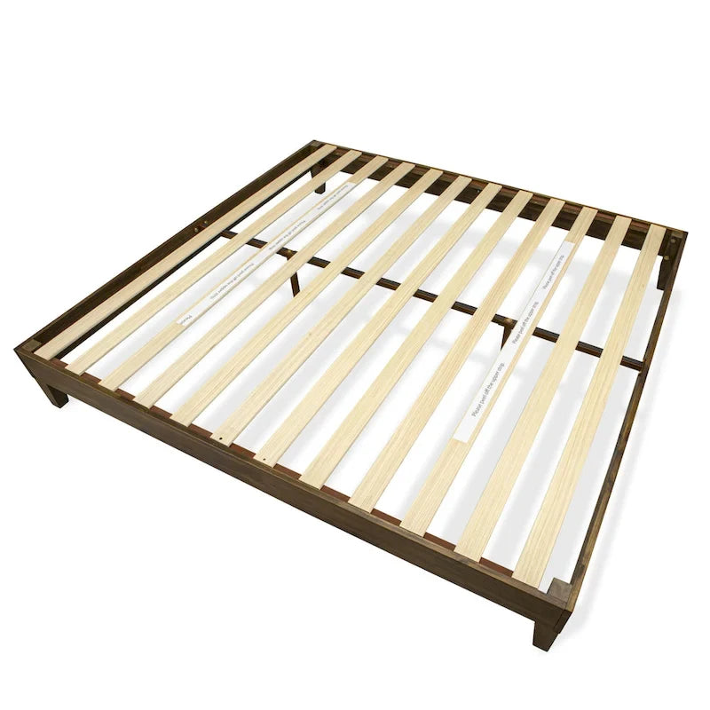 Cadre de lit plateforme King avec 4 pieds en bois massif et 2 pieds centraux supplémentaires