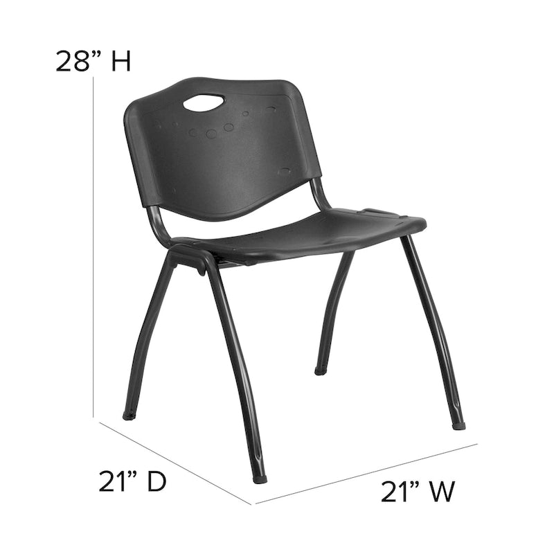 Chaise empilable industrielle en plastique de 880 lb avec poignée de transport