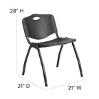 Chaise empilable industrielle en plastique de 880 lb avec poignée de transport