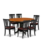 Ensemble de salle à manger rond 7 pièces avec 6 chaises - Noir et cerise
