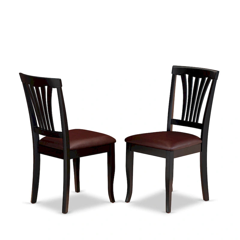 Ensemble de salle à manger rond 7 pièces avec 6 chaises - Noir et cerise