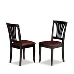Ensemble de salle à manger rond 7 pièces avec 6 chaises - Noir et cerise
