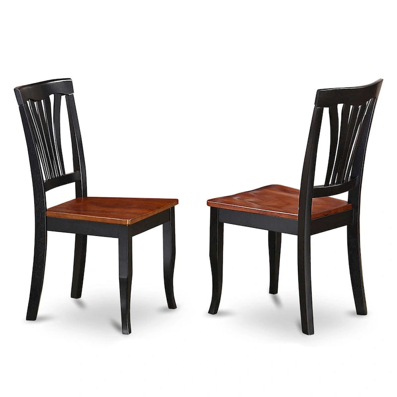 Ensemble de salle à manger rond 7 pièces avec 6 chaises - Noir et cerise