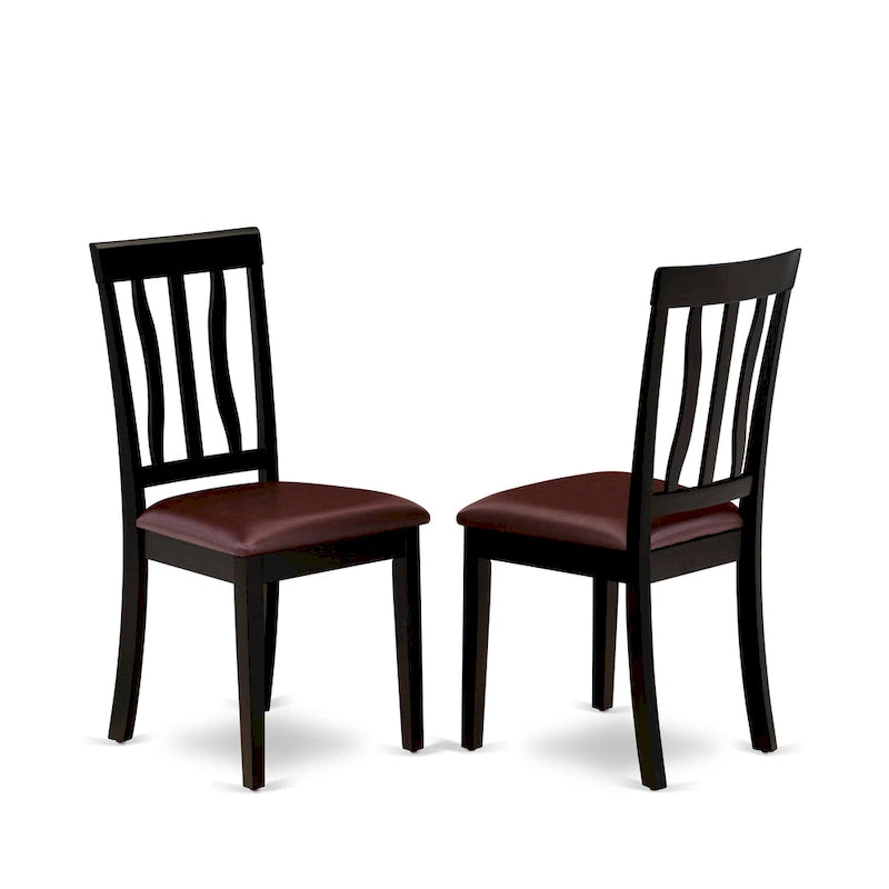 Ensemble de salle à manger rond 7 pièces avec 6 chaises - Noir et cerise