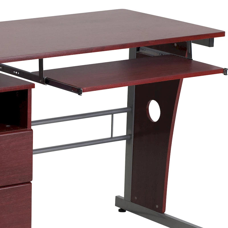 Bureau informatique à 3 tiroirs avec tablette clavier