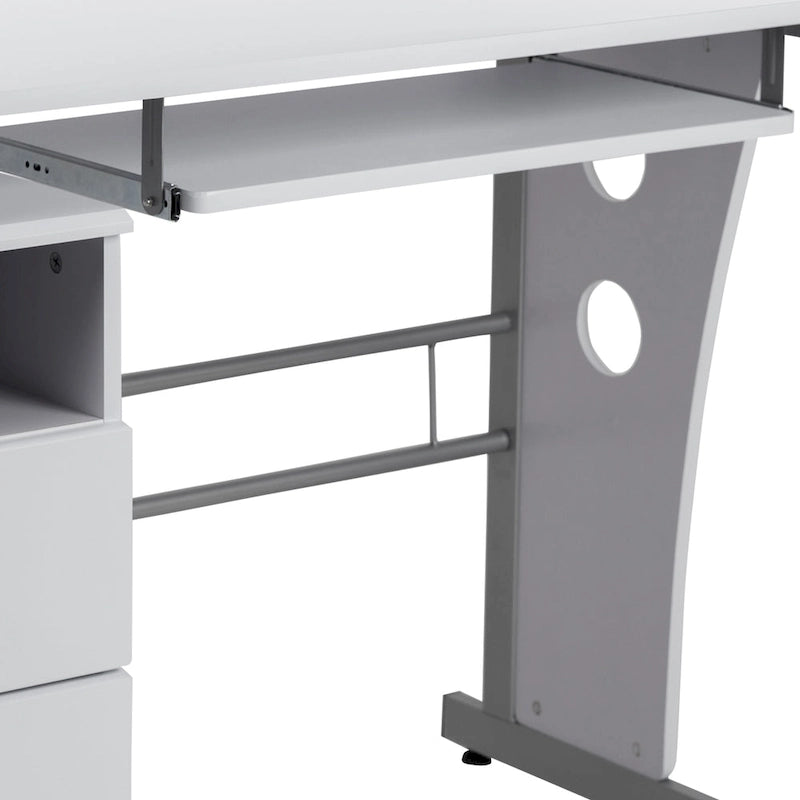 Bureau informatique à 3 tiroirs avec tablette clavier