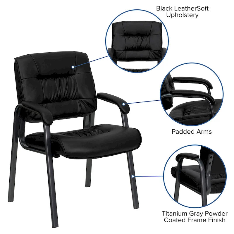 Fauteuil de salon exécutif LeatherSoft avec cadre gris titane