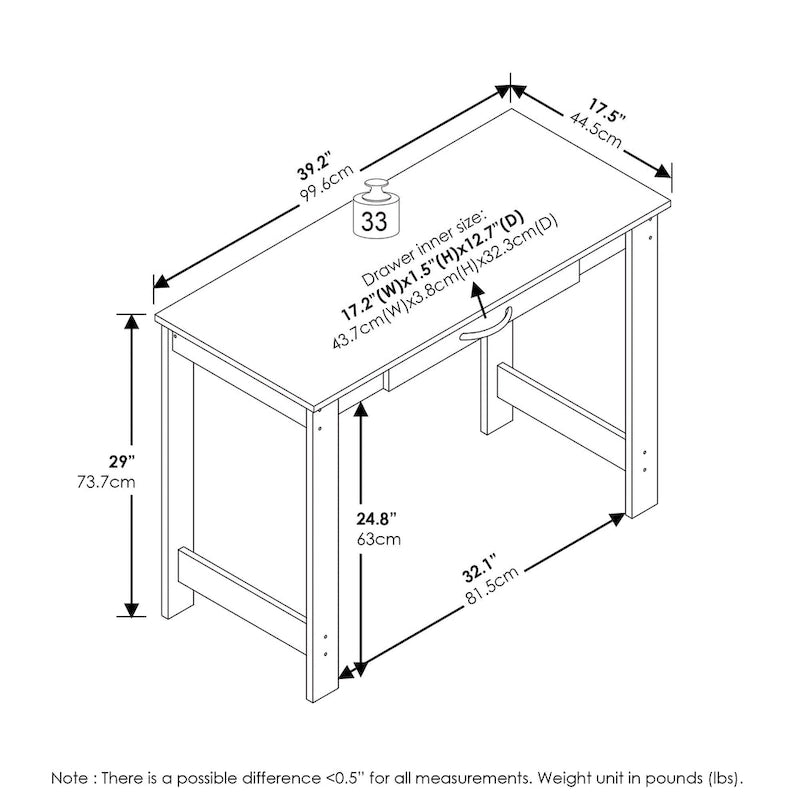 Bureau avec tiroir - Bureau à domicile blanc