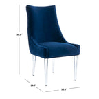 Chaise de salle à manger à pieds en acrylique - 56 cm l x 71 cm P x 96,5 cm H Style glamour moderne