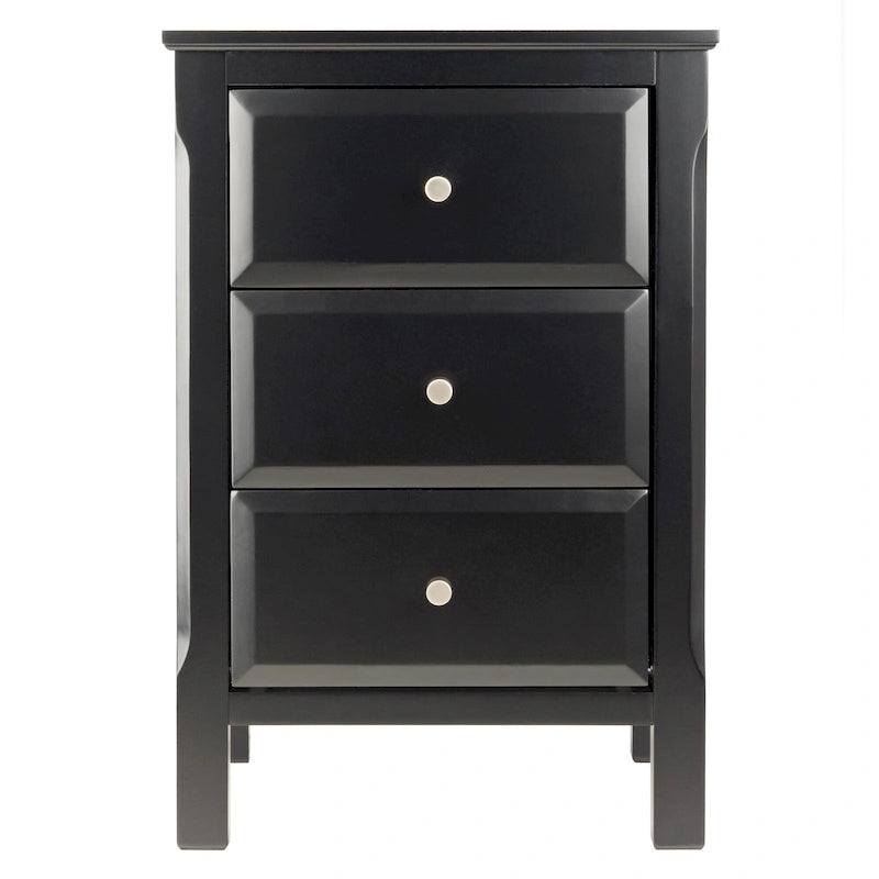 Table de chevet en bois noir avec 3 tiroirs de rangement spacieux - 40 L x 40 l x 60 H cm