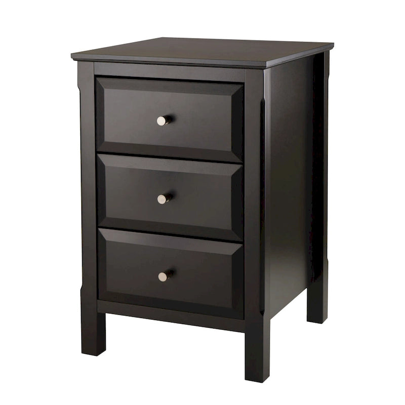 Table de chevet en bois noir avec 3 tiroirs de rangement spacieux - 40 L x 40 l x 60 H cm