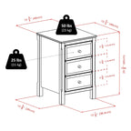 Table de chevet en bois noir avec 3 tiroirs de rangement spacieux - 40 L x 40 l x 60 H cm